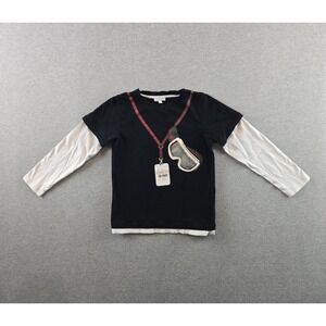 Gucci T Shirt Boys Sz. 6 Black Layers Ski Pass Graphic Long Sleeve Made In Italy